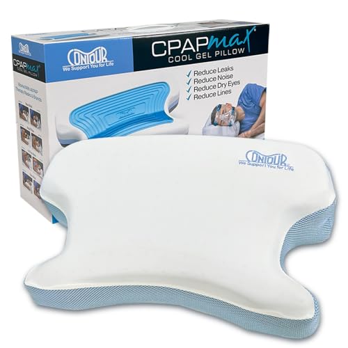 Contour CPAPMax Cooling Gel CPAP Pillow for Side Back and Stomach Sleepers with Adjustable Memory Foam Pillow for CPAP Users Sleeping with Mask